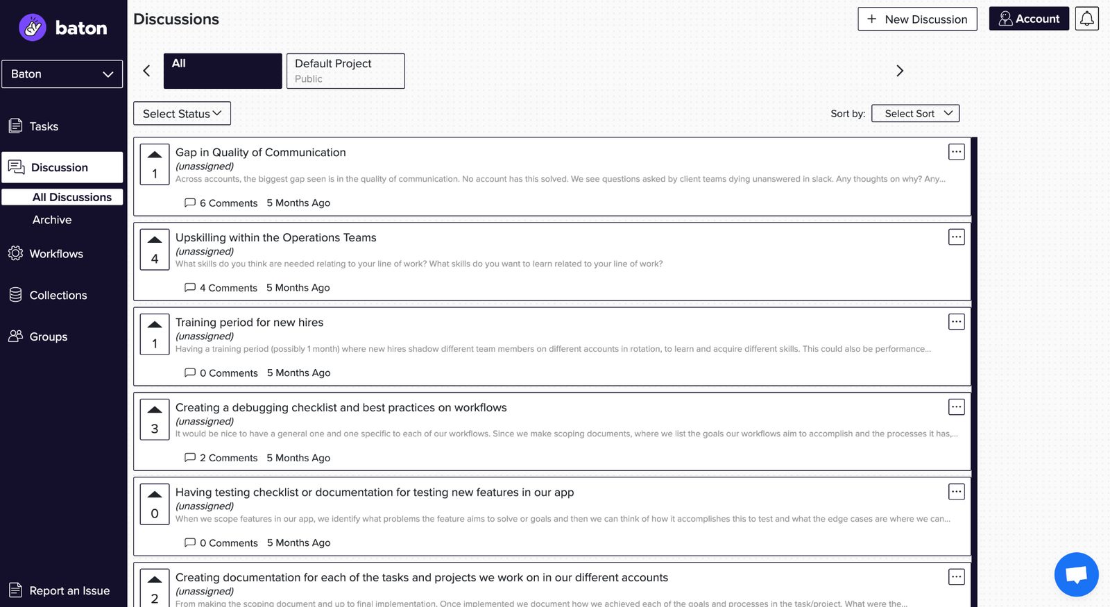 Baton discussions list